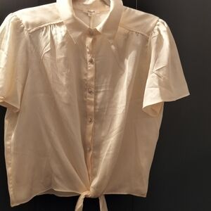 Cream Button-Up Blouse
